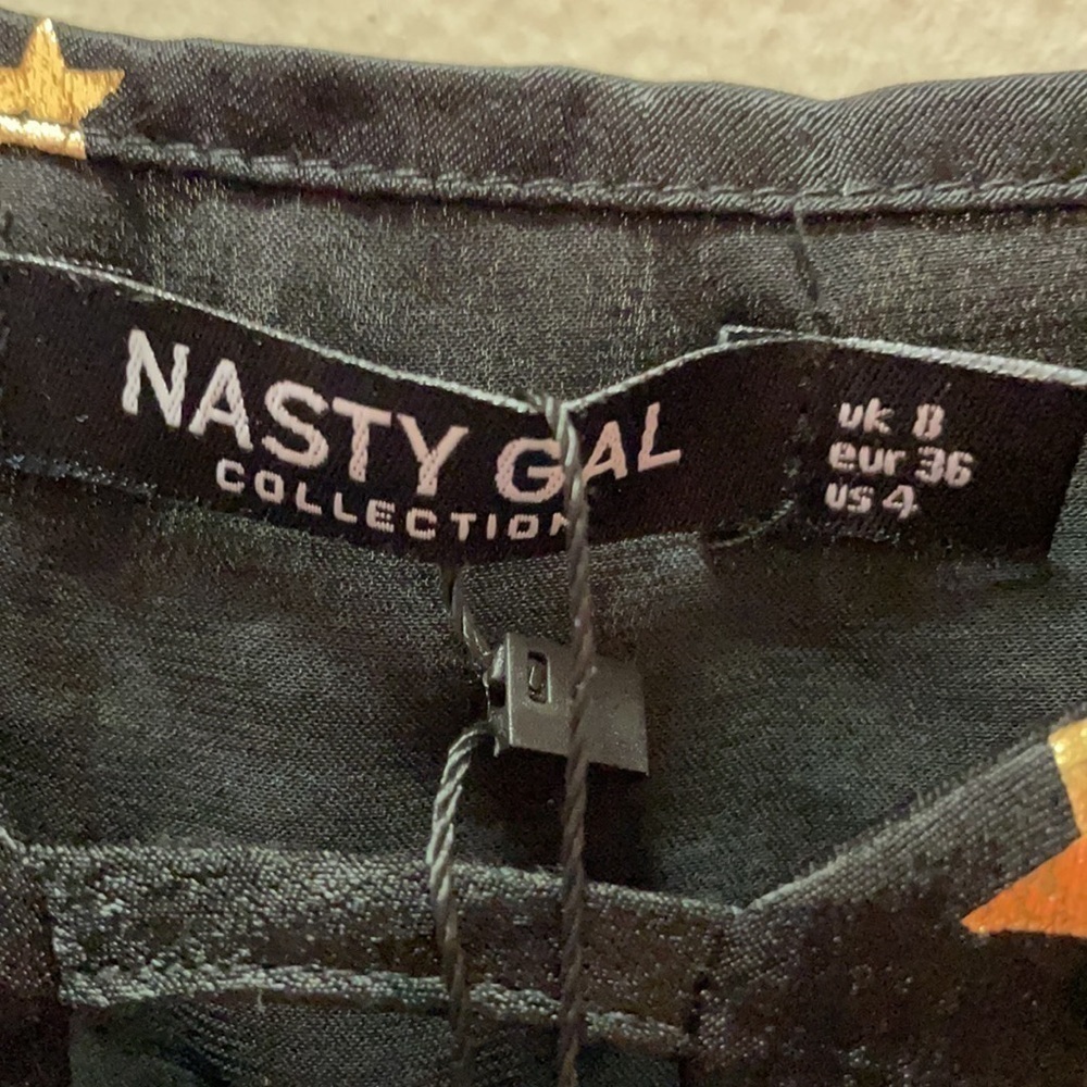 Nasty Gal Star Crossed Lovers Black Satin Mini Dress NWT Size 4 - Picture 9 of 10